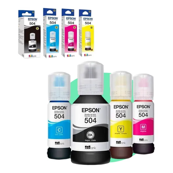 4 Refil Tinta T504 Epson L4150 L4160 L6161 L6191 L6171 Kit