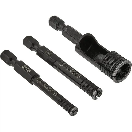 Broca Para Silestone Bosch Kit 3 Piezas 3/16 1/4 Y 1/2