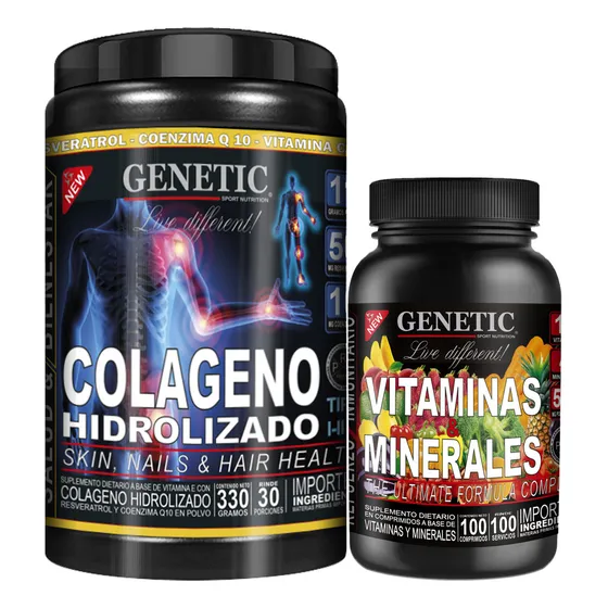 N1 Salud Defensas Colágeno Hidro Vitaminas Minerales Genetic Sabor Naranja