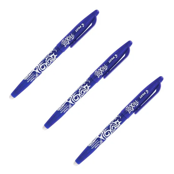 Kit 3 Canetas Azul Pilot Frixion Ball Escreve E Apaga 0.7mm