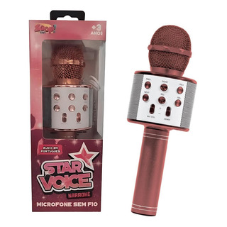 Brinquedo Infantil Microfone Rosa Com Bluetooth Star Voice Brinquedo Infantil Microfone Rosa Com Bluetooth Star Voice