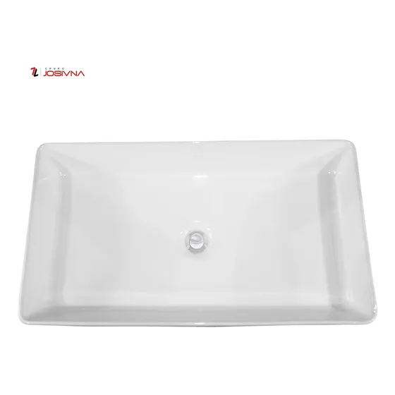 Lavabo Cerámico Rectangular Clásico Blanco Premium Blanco Brillante