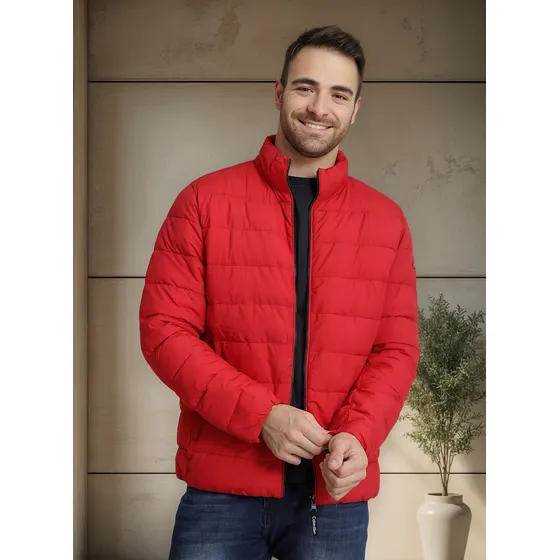 Parka Stretch Pufer Rojo Calvin Klein