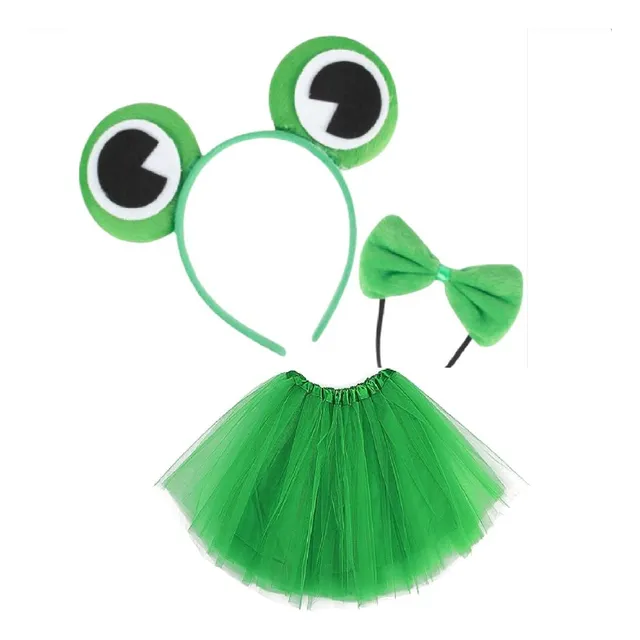 Conjunto  Disfraz De Rana Animal Para Niña, Diadema Falda