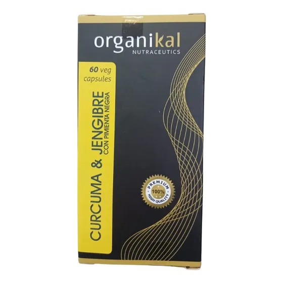 Jengibre Y Cúrcuma Con Pimienta Negra Organikal  Hgl 60 Caps