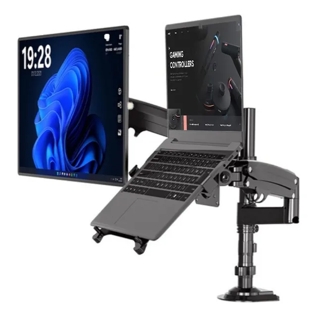 Soporte Para Escritorio Doble Portatil Y Monitor Northbayou Color Negro