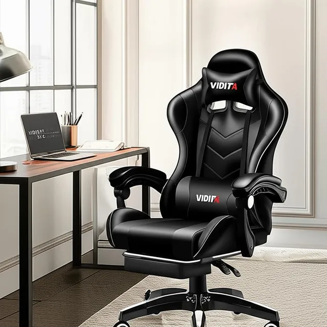 Silla Gamer Vidita GX2000 Vidita Vidita ergonómica negra con tapizado de poliuretano