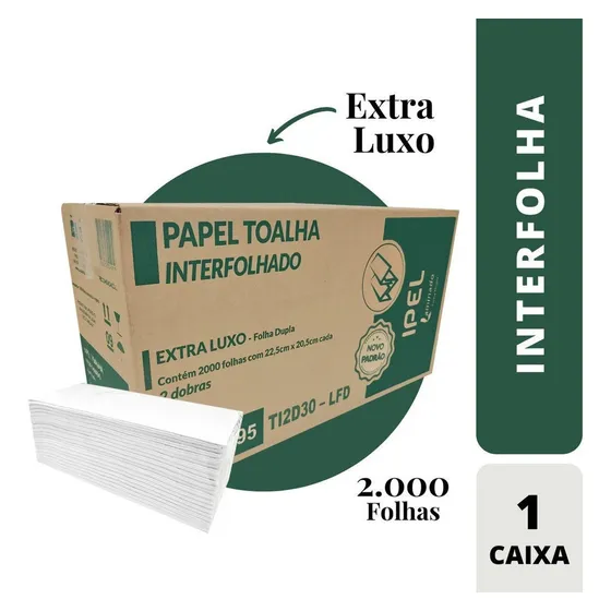 Papel Toalha Interfolha Extra Luxo Folha Dupla C/2000 P/ Mão