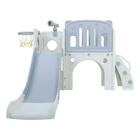 Playground Freso Baby Mini Mundo 5 Em 1 Cinza Com Escorregador E Cesta
