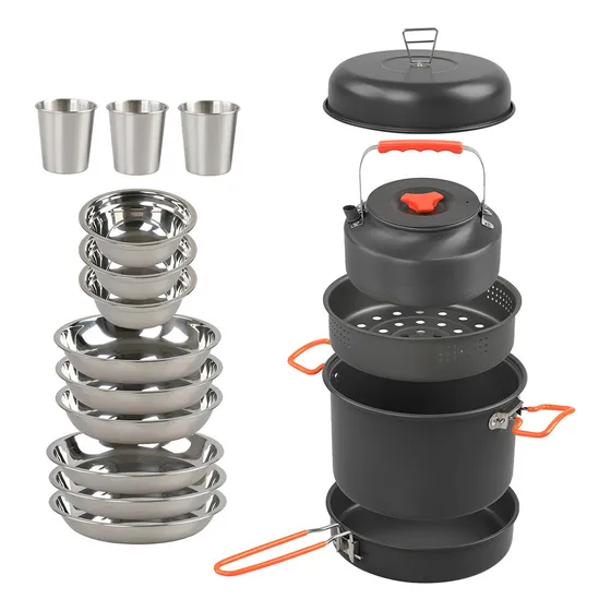 Kit De Utensilios De Cocina Para Acampar: Olla, Sartén, Band