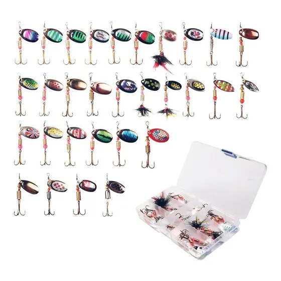 Set 30 Cucharas De Pesca + Caja De Pesca, Señuelos