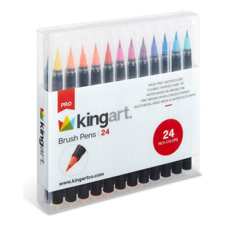 Kingart Pro Brush Pens, 24 Colores Para Pintura De Acuarela Kingart Pro Brush Pens, 24 Colores Para Pintura De Acuarela