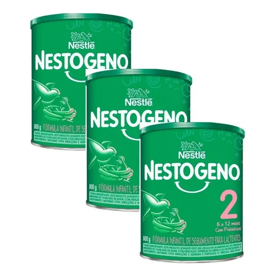 Nestogeno 2 Fómula Infantil 800g Kit Latas C/3