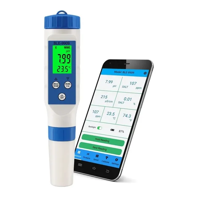 Tester 5 Con Registrador De Parametros Ble Ph Tds Ec Sal Tem