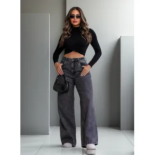 Calça Jeans Feminina Wide Leg Pantalona 100% Algodão Calça Jeans Feminina Wide Leg Pantalona 100% Algodão