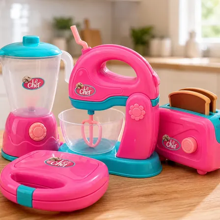 Kit Cozinha Infantil Le Chef 4 Peças Brinquedo Completo Rosa