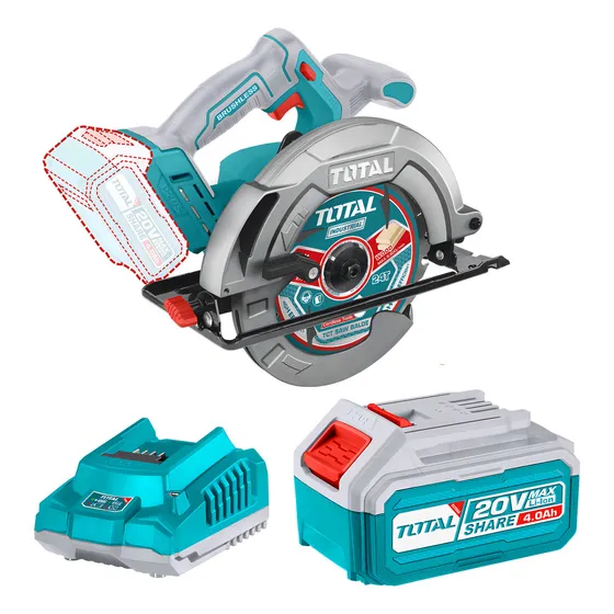 Sierra Circular 20v Total, 7.1/4'' 185mm, Batería Y Cargador Color Turquesa Frecuencia 50hz 60hz