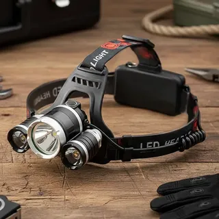 Lanterna Cabeça Recarregável 3 Led Luz Branca 4 Modos Ajustável Camping Trilha Corrida Trabalho Mãos Livres Bateria Recarregável Cabo Incluso Preta