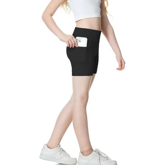 Biker Licra Short  Para Niña Con Bolsillo, Gimnasia Vóleibol