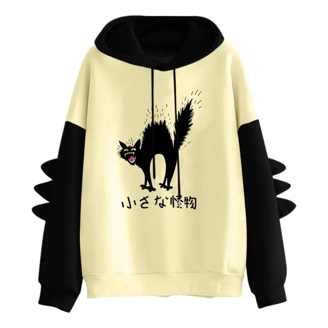 Sudadera Capucha Manga Larga Costura Dinosaurio Estampado