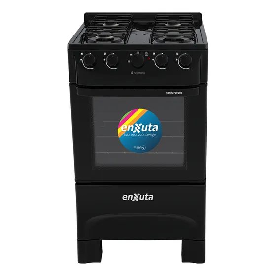 Cocina Combinada 4 Hornallas Negra - Enxuta Mi Casa