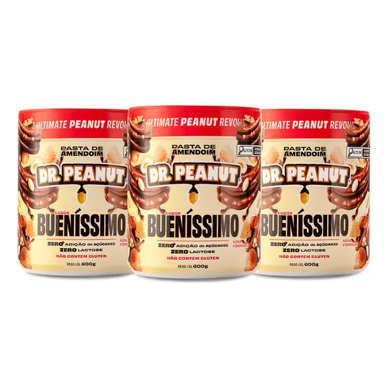 3x Pasta De Amendoim Com Whey Protein 600g Cada - Dr Peanut