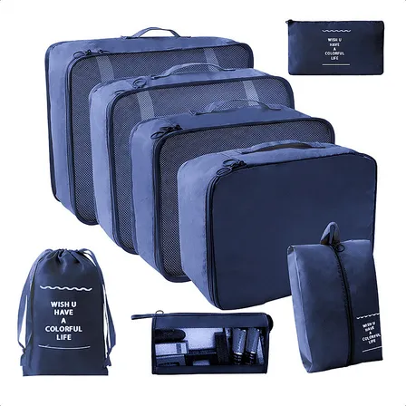 Supercenter bolsas de viaje 8 en 1 bolsas organizadoras de viaje maleta color azul marino