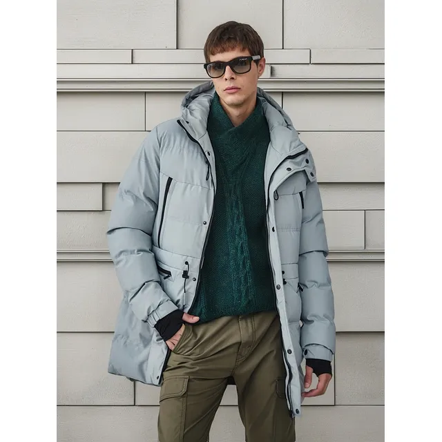 Campera Parka Hombre Negra Impermeable Importada Capucha 