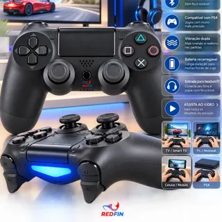 Kit 2 Controles Compatível Para Ps4 Cabo Controle Tv Samsung Pc P4 Ps 4 Bluetoot