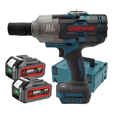 Chave De Impacto 3/4 4100nm Brushless 2 Baterias 6ah Onevan Azul 127/220v
