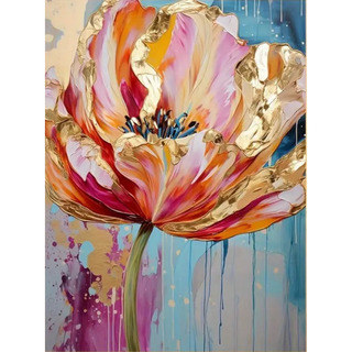 Kit Pintura Por Números 40x50 Flor Rosa Multicolor Con Marco Kit Pintura Por Números 40x50 Flor Rosa Multicolor Con Marco