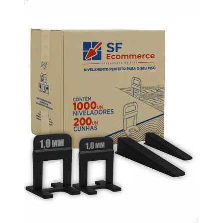 1000 Niveladores 1mm + 200 Cunhas Slim Nivelamento Porcelanato Piso Cerâmica Sf Ecommerce