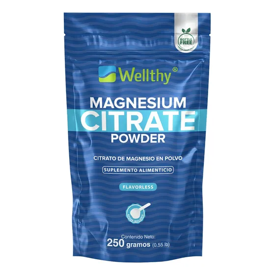 Citrato De Magnesio En Polvo Sin Sabor 250gr 25 Serv Wellthy