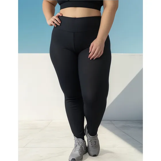 Calza Legging Básica Plus Size Tiro Alto Talles Especiales