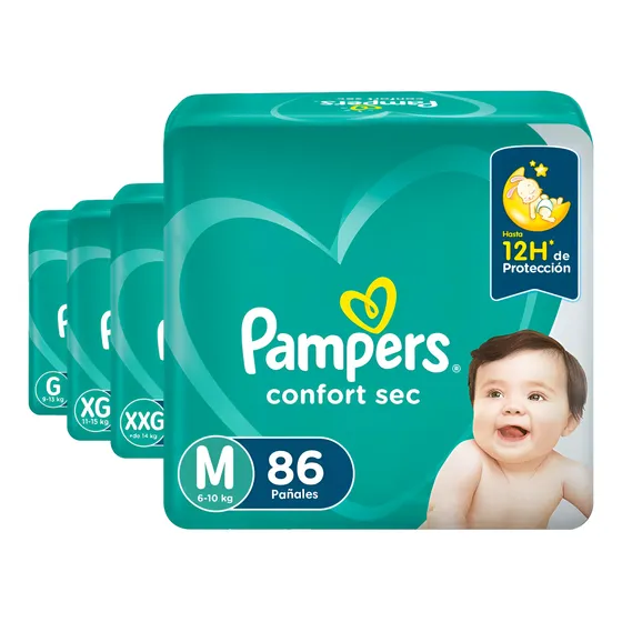 1 Paquete Pañales Pampers Confort Sec Todas Las Tallas