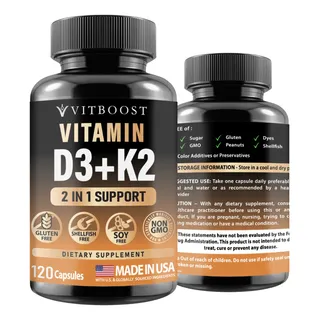 Suplemento Vitboost Vitboost Vitamin D3 K2 Complex 5000 Ui 120 Cápsulas Suplemento Vitboost Vitboost Vitamin D3 K2 Complex 5000 Ui 120 Cápsulas