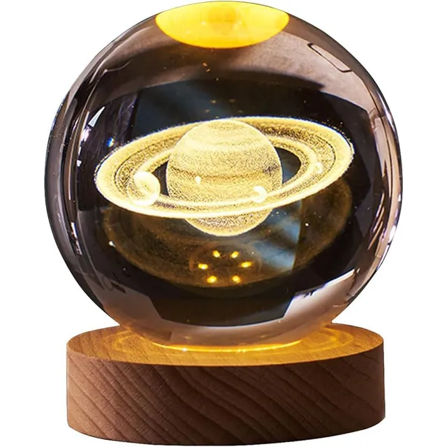 Esfera De Cristal 3d Lampara Led Usb Luz De Noche Grabada