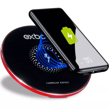 Carregador Wireless Indução Magnética Carga Rápida Exbom Cor Preto