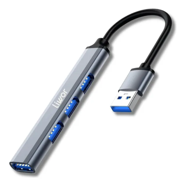 Adaptador Hubs 4 En 1 Usb Color Gris