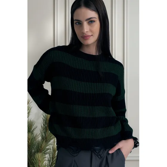 Sweater Rayado Roturas Puños Tejido Dralon Proyecto Uno
