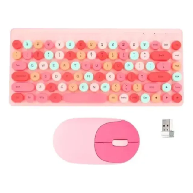 Kit Teclado Y Mouse Inalambrico Pilas Con Receptor Usb Color