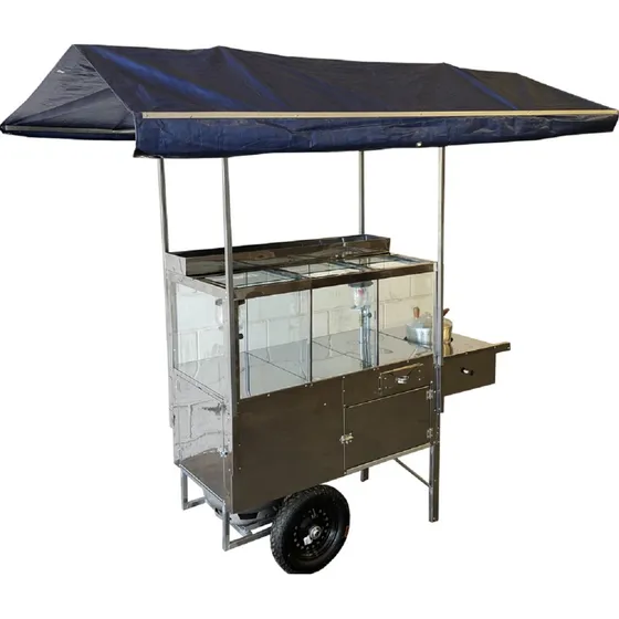 Carrinho De Pipoca (pipoqueira) Inox 3 Divisórias 2 Lampiões