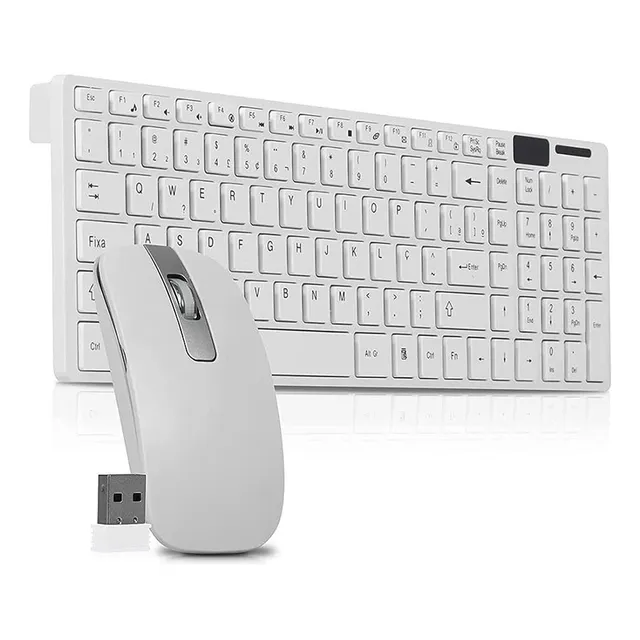 Kit Mouse Teclado Slim Sem Fio Pc Note Compacto Portatil 
