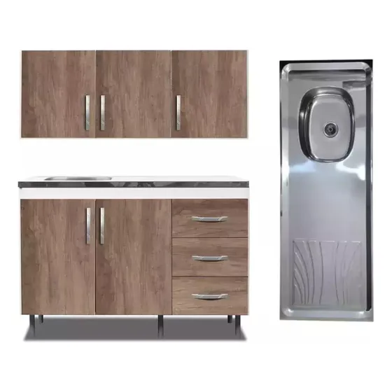 Combo Alacena Bajo Mesada + Bacha 1,20mts - Cl