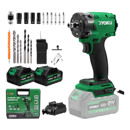 Chave De Impacto Brushless 21v Com 2 Baterias 600 Nm Maleta Verde 127/220v