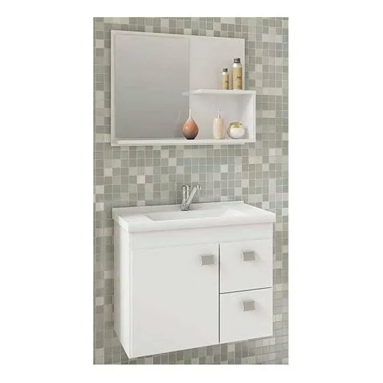 Mueble para baño MGM Móveis Kit Hortência de 55cm de ancho, 46cm de alto y 31.5cm de profundidad con bacha y mueble color blanco