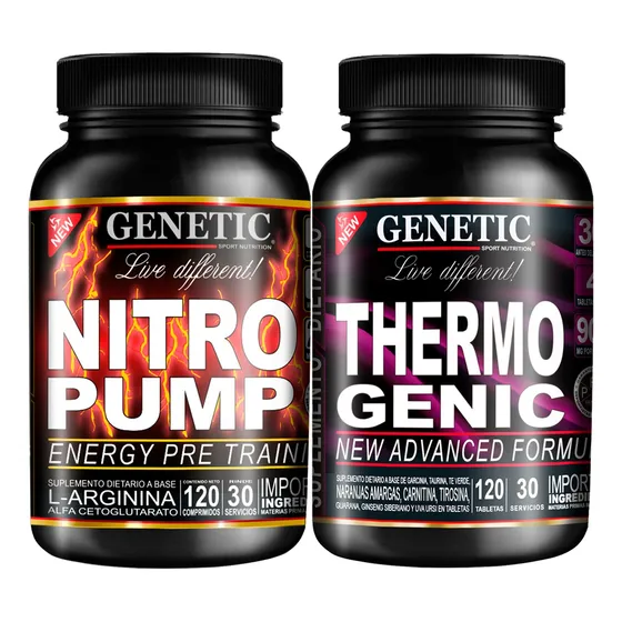 60 Días Arginina Nitro Pump Quema Grasas Thermogenic Genetic