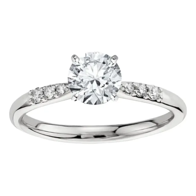 Anillo Compromiso Oro Blanco 10k Brillante Ruso Taylor