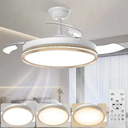 Ventilador De Teto Fansvento Dourado Led Controle Remoto 42'' 6 Velocidades 1.067 M 60hz Ouro 127/220v Branco Plástico 3