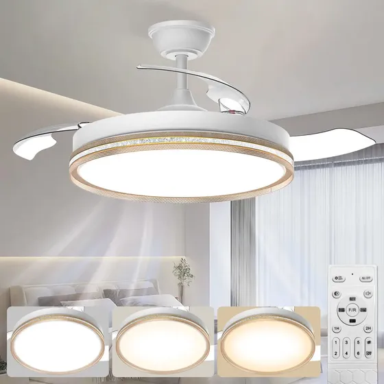 Ventilador de Teto FansVento Dourado LED Controle Remoto 42'' 6 Velocidades